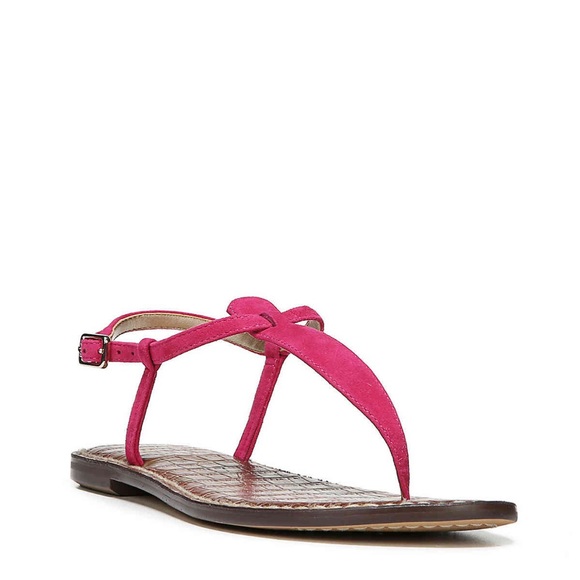 Pink Genuine Suede T Strap Iconic Classic Sandal - Picture 2 of 4